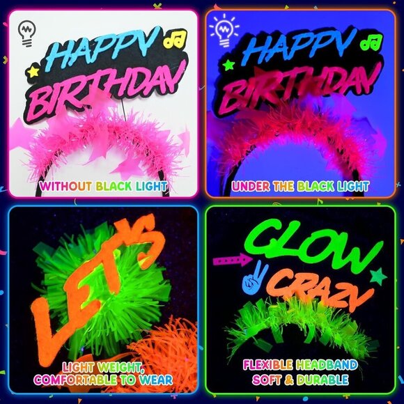 Glow Headbands 10 pcs Neon Fluorescent Blacklight Party Favors for Adults main image 8